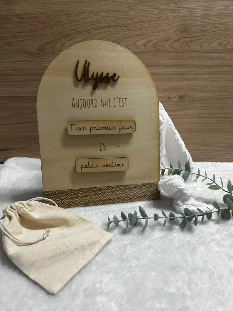 Plaque mon premier jour d’école en bois