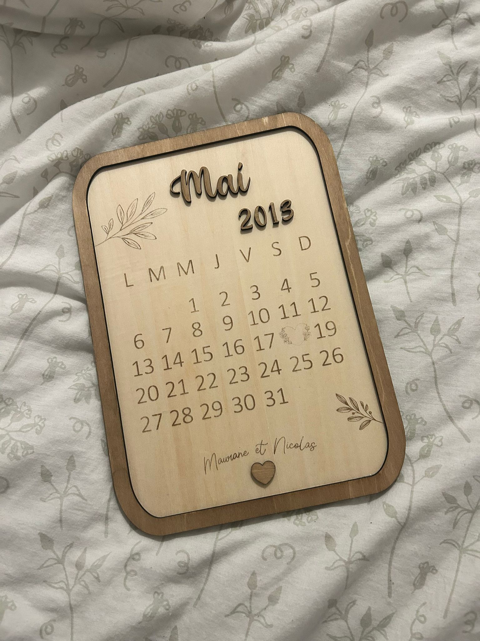 Calendrier perpétuel date personnalisée 💛